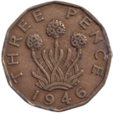 1946 THREE PENCE ( FINE ) REF-15