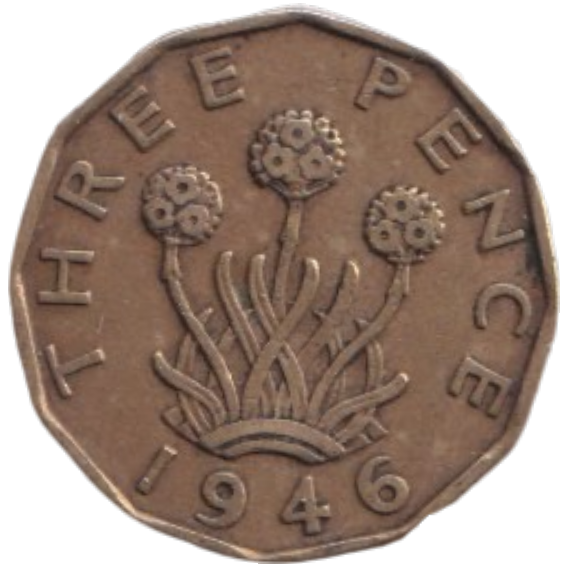 1946 THREE PENCE ( FINE ) REF-3