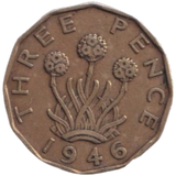 1946 THREE PENCE ( FINE ) REF-3