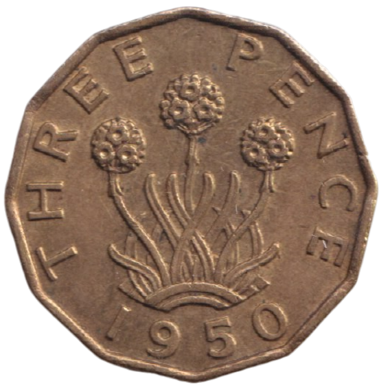 1950 THREEPENCE ( AUNC ) REF-35