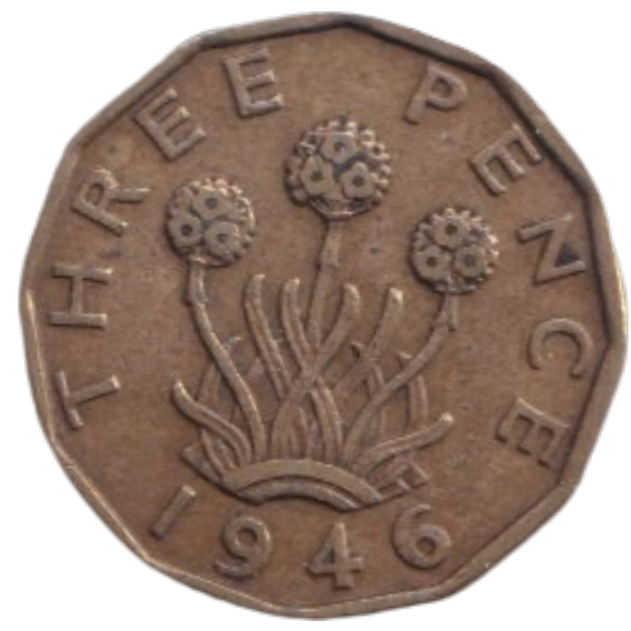 1946 THREE PENCE ( FINE ) REF-20