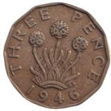 1946 THREE PENCE ( FINE ) REF-20