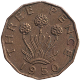 1950 THREEPENCE ( AUNC ) REF-37