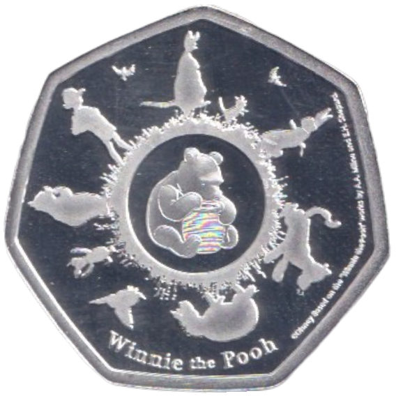 2020 SILVER PLATED 50P SHAPED COIN WINNIE THE POOH