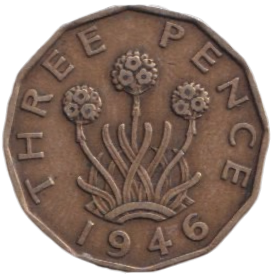 1946 THREE PENCE ( FINE ) REF-14