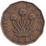1946 THREE PENCE ( FINE ) REF-14