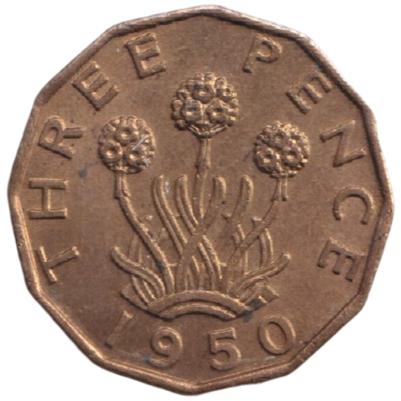 1950 THREEPENCE ( AUNC ) REF-38