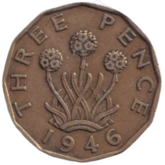 1946 THREE PENCE ( FINE ) REF-19