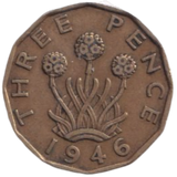 1946 THREE PENCE ( FINE ) REF-19
