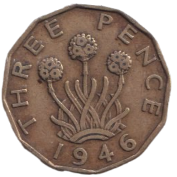 1946 THREE PENCE ( FINE ) REF-2