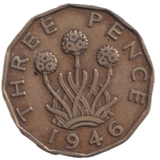 1946 THREE PENCE ( FINE ) REF-2