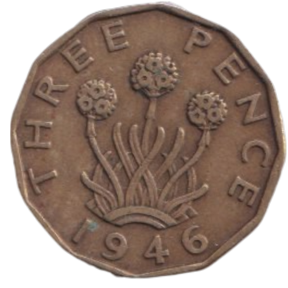 1946 THREE PENCE ( FINE ) REF-1