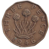 1946 THREE PENCE ( FINE ) REF-1