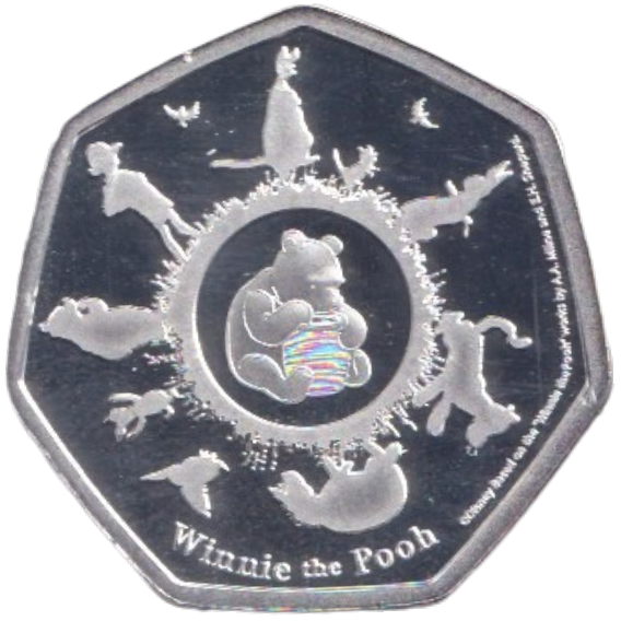 2020 SILVER PLATED 50P SHAPED COIN WINNIE THE POOH