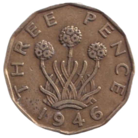 1946 THREE PENCE ( FINE ) REF-5