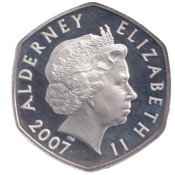 2007 SILVER PROOF FIVE POUND COIN ALDERNEY