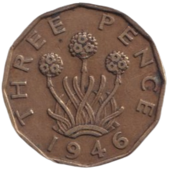 1946 THREE PENCE ( FINE ) REF-24