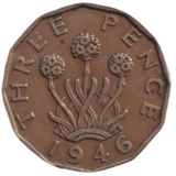 1946 THREE PENCE ( FINE ) REF-24