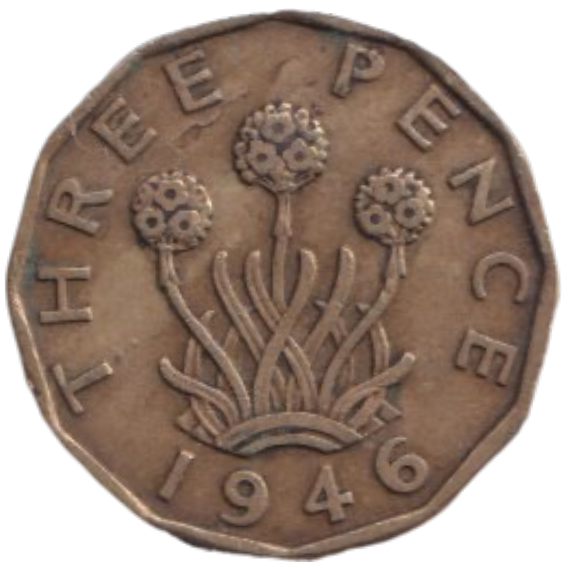 1946 THREE PENCE ( FINE ) REF-8
