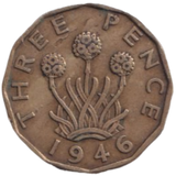 1946 THREE PENCE ( FINE ) REF-8