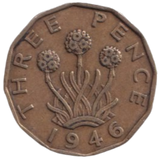 1946 THREE PENCE ( FINE ) REF-23