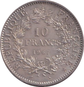 1967 SILVER FRANCE 10 FRANC