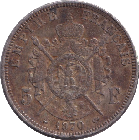 1870 SILVER 5 FRANC FRANCE