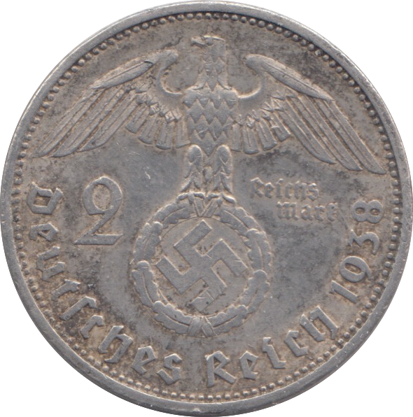 1934 SILVER NAZI GERMANY 2 MARK