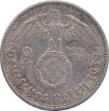 1934 SILVER NAZI GERMANY 2 MARK