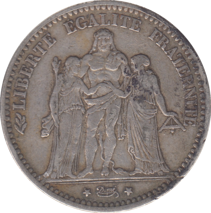 1875 SILVER FRANCE 5 FRANCS