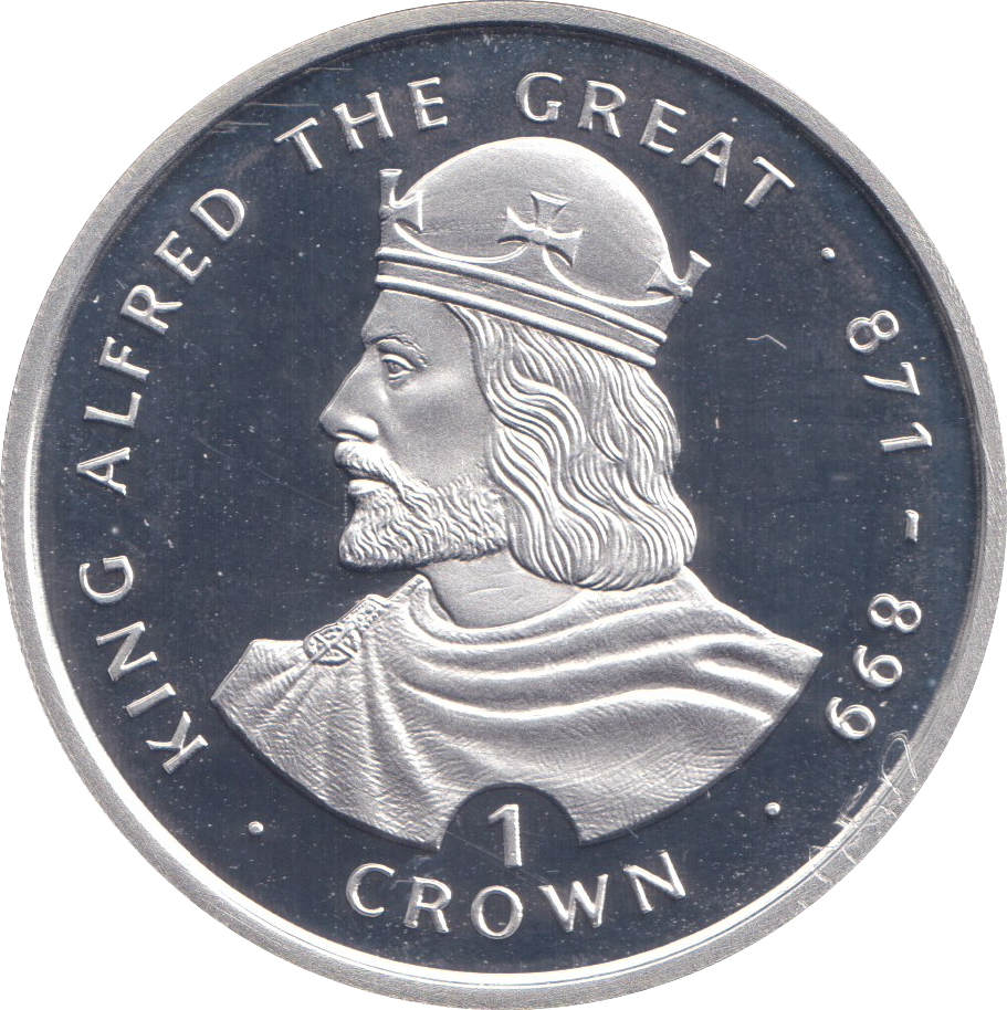1999 SILVER PROOF ONE CROWN KING ALFRED THE GREAT