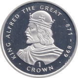 1999 SILVER PROOF ONE CROWN KING ALFRED THE GREAT
