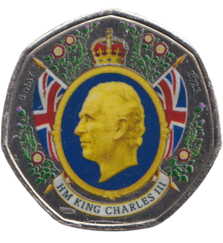 2023 50P SHAPED COIN LONG TO REIGN OVER US HIS MAJESTY KING CHARLES III