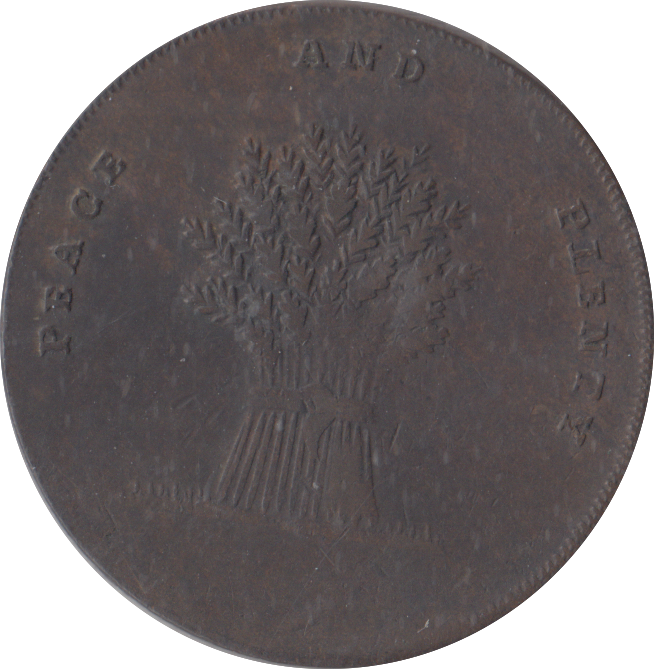 1794 CONVENIENCE OF THE PUBLIC  ANGEL SHEAF HALFPENNY TOKEN