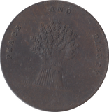 1794 CONVENIENCE OF THE PUBLIC  ANGEL SHEAF HALFPENNY TOKEN