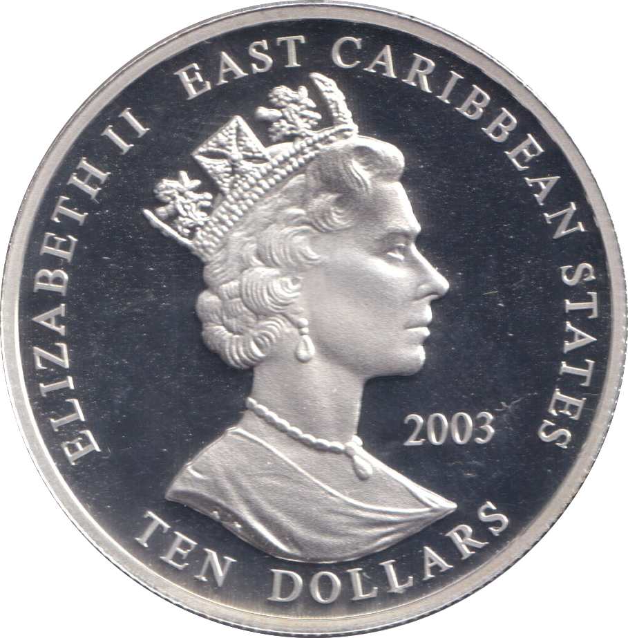2003 SILVER TEN DOLLARS EAST CARIBBEAN STATES