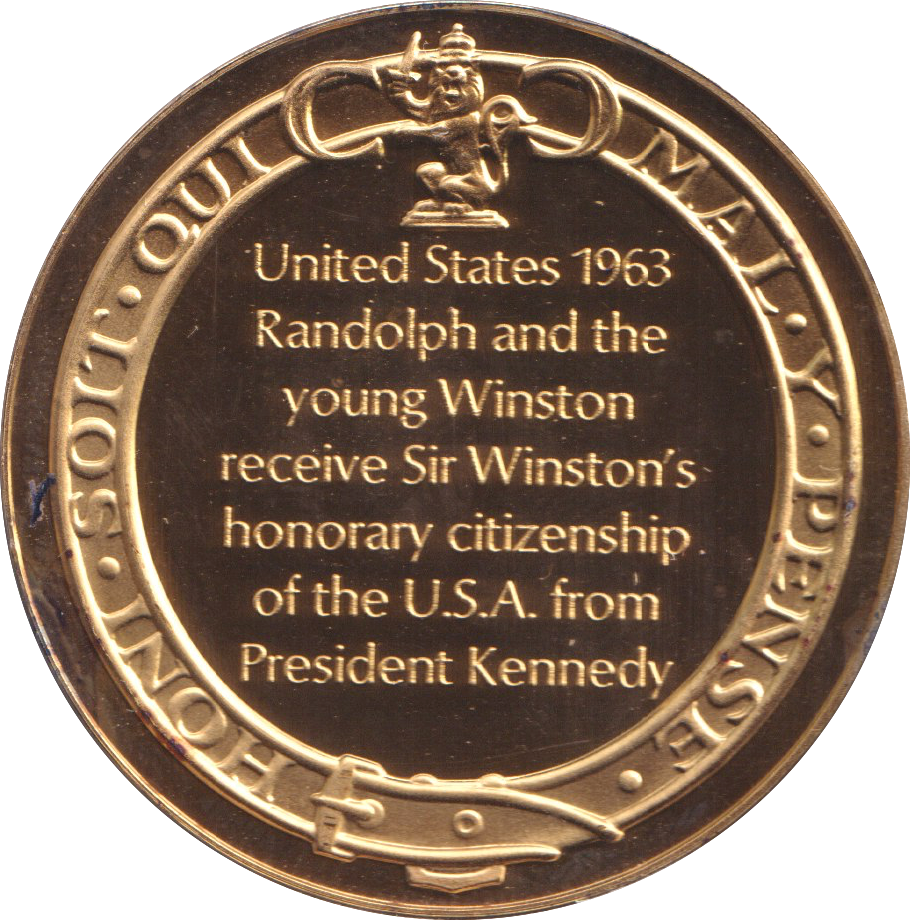 1974 SILVER GOLD PLATED WINSTON CHURCHILL USA CITIZENSHIP MEDALLION