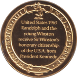 1974 SILVER GOLD PLATED WINSTON CHURCHILL USA CITIZENSHIP MEDALLION