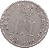 1687 MAUNDY THREEPENCE ( GF )