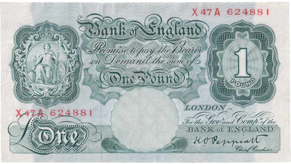 ONE POUND BANKNOTE BANK OF ENGLAND PEPPIATT £1-204