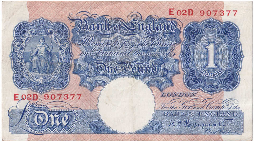 ONE POUND BANKNOTE BANK OF ENGLAND PEPPIATT £1-205