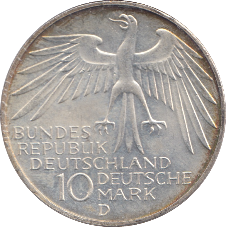 1972 SILVER WEST GERMANY 10 MARK OLYMPIC