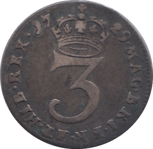 1729 MAUNDY THREEPENCE ( VF )