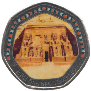 2003 50P SHAPED MEDALLION ABU SIMBEL TEMPLES DISCOVERIES OF EGYPT