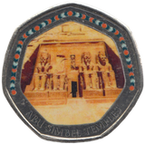 2003 50P SHAPED MEDALLION ABU SIMBEL TEMPLES DISCOVERIES OF EGYPT