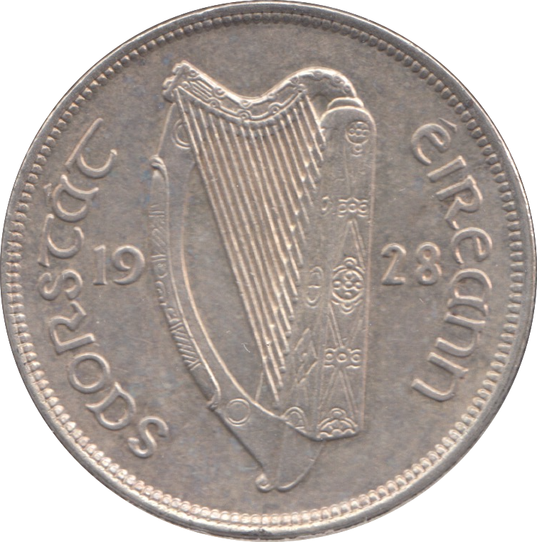 1928 SILVER IRELAND HALF CROWN ( UNC )