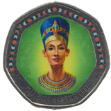 2003 50P SHAPED MEDALLION QUEEN NEFERTITI DISCOVERIES OF EGYPT