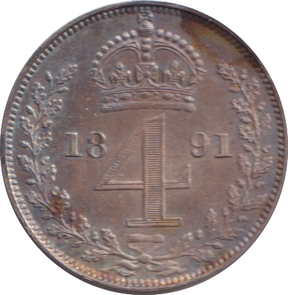 1891 UNC MAUNDY FOURPENCE