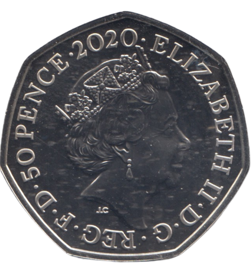 2020 50 PENCE HYLAEOSAURUS COLOURED ( BU )