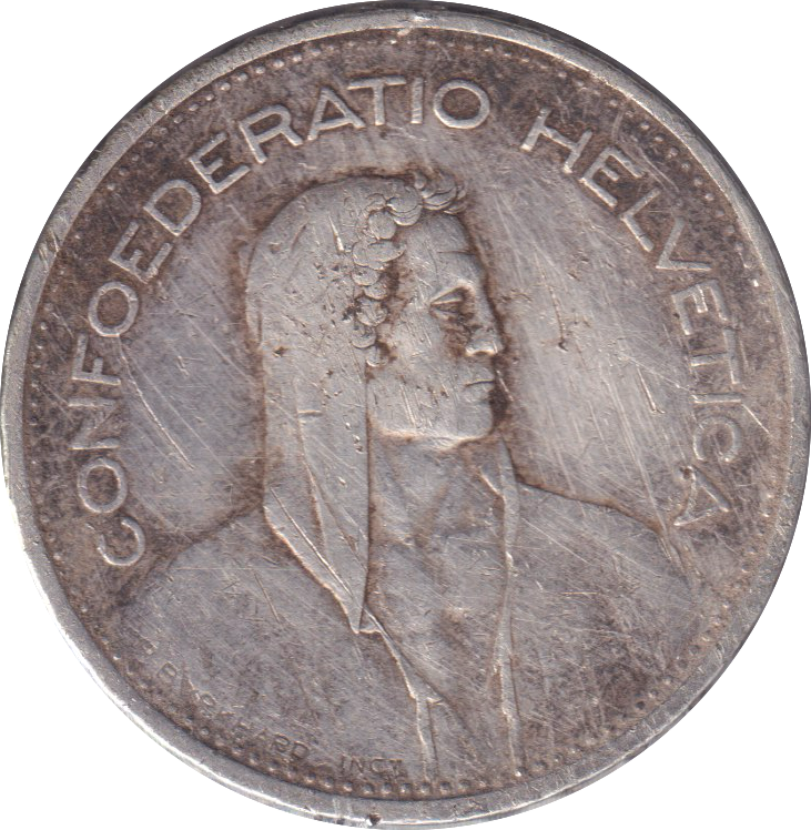 1932 SILVER 5 FRANCS SWITZERLAND